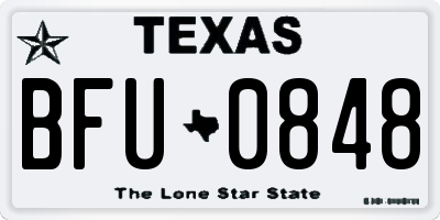 TX license plate BFU0848