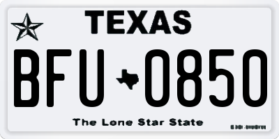TX license plate BFU0850