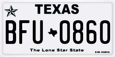 TX license plate BFU0860