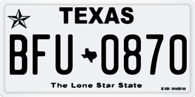 TX license plate BFU0870