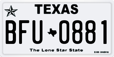 TX license plate BFU0881