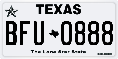 TX license plate BFU0888