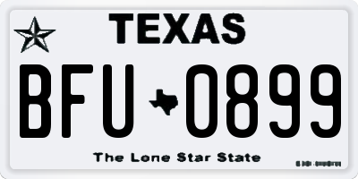 TX license plate BFU0899