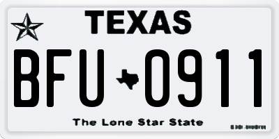 TX license plate BFU0911