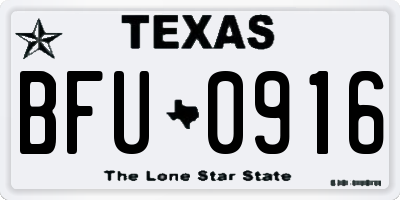 TX license plate BFU0916