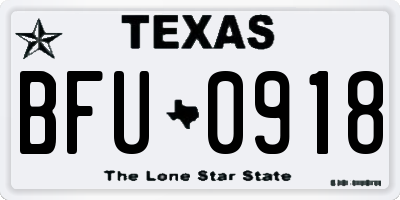 TX license plate BFU0918