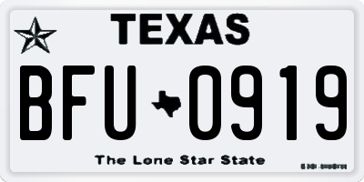 TX license plate BFU0919