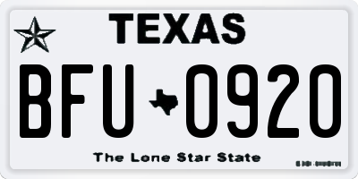 TX license plate BFU0920