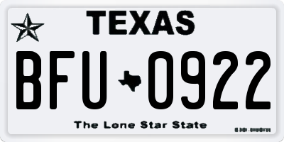 TX license plate BFU0922