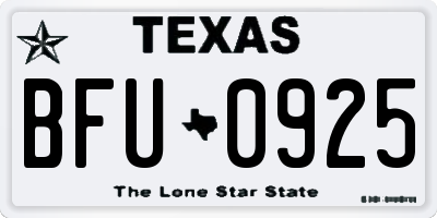 TX license plate BFU0925