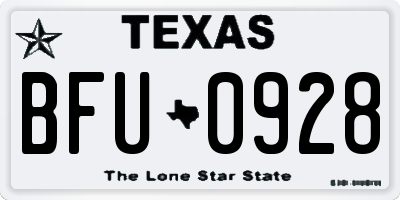 TX license plate BFU0928