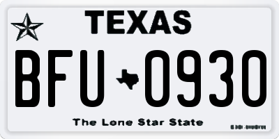 TX license plate BFU0930