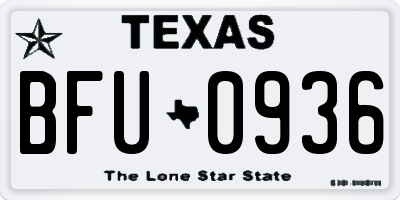 TX license plate BFU0936