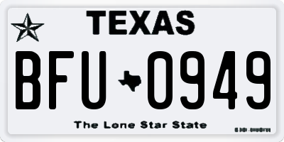 TX license plate BFU0949