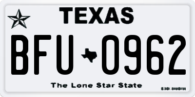 TX license plate BFU0962