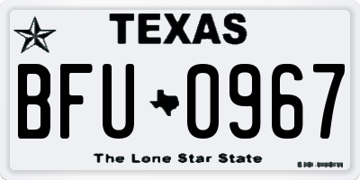 TX license plate BFU0967