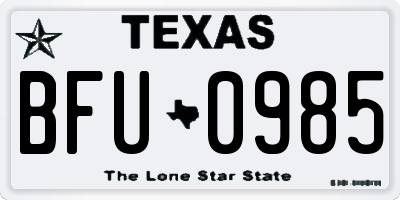 TX license plate BFU0985