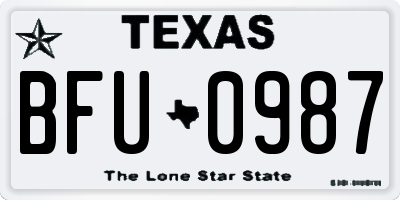 TX license plate BFU0987