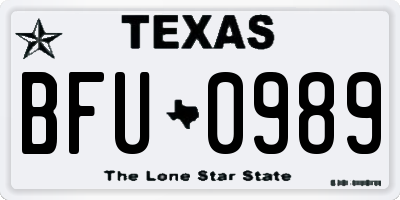 TX license plate BFU0989