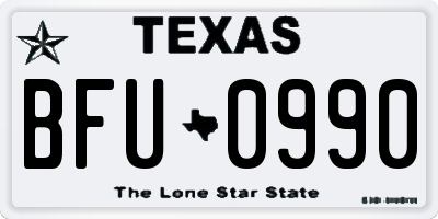 TX license plate BFU0990