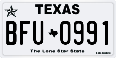 TX license plate BFU0991