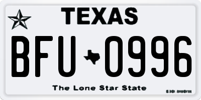 TX license plate BFU0996