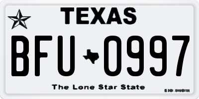TX license plate BFU0997