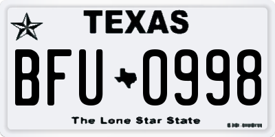 TX license plate BFU0998