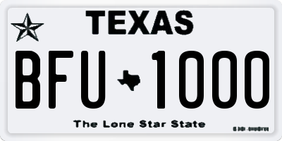 TX license plate BFU1000