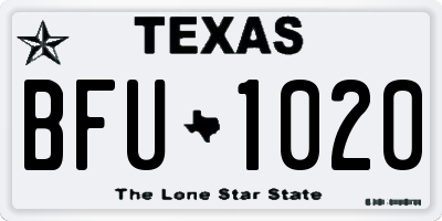 TX license plate BFU1020