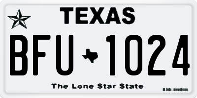 TX license plate BFU1024