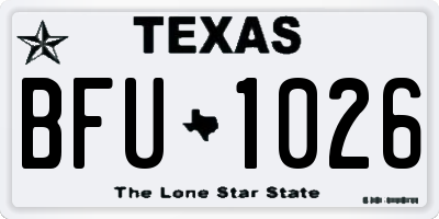 TX license plate BFU1026