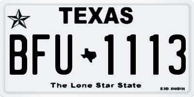 TX license plate BFU1113