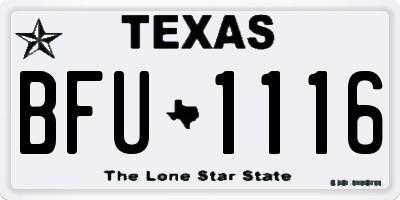 TX license plate BFU1116