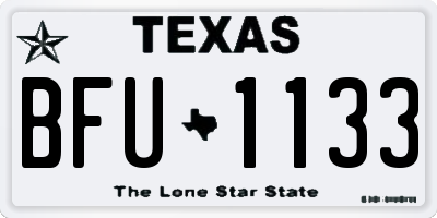 TX license plate BFU1133