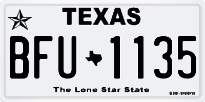 TX license plate BFU1135