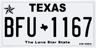 TX license plate BFU1167