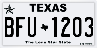 TX license plate BFU1203
