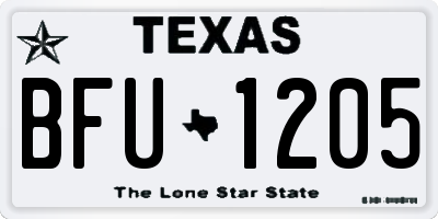TX license plate BFU1205