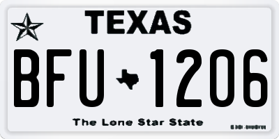 TX license plate BFU1206