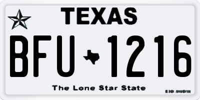 TX license plate BFU1216
