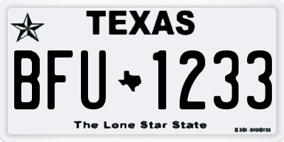 TX license plate BFU1233