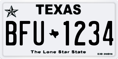 TX license plate BFU1234