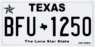 TX license plate BFU1250