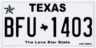 TX license plate BFU1403