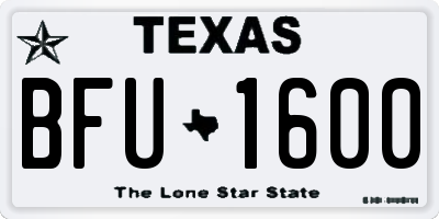 TX license plate BFU1600