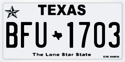 TX license plate BFU1703