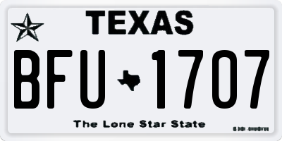 TX license plate BFU1707