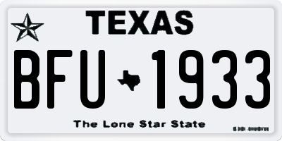 TX license plate BFU1933