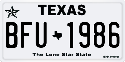 TX license plate BFU1986
